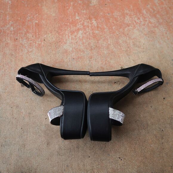 Sparkly Rhinestone Platform Heels Size 7 Open Toe Stiletto Pleaser Sandals - Picture 9 of 11